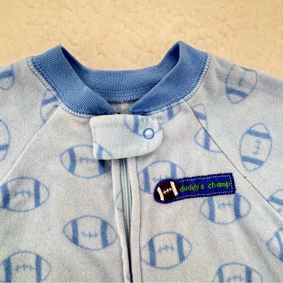 Carter’s Fleece Unisex Soft Blue Sleep Sack w Football Prints 0-9 Months - Picture 4 of 9